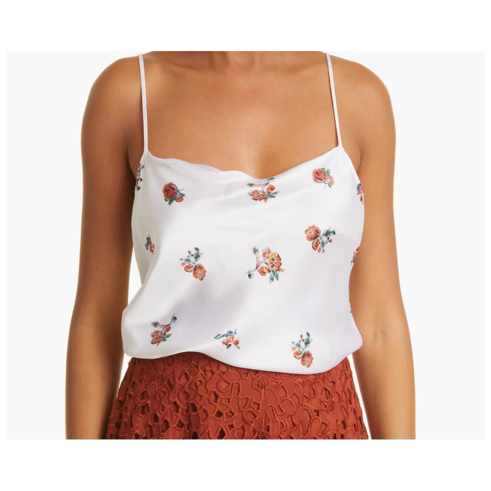 Floral Print Spaghetti Strap Camisole Top White Summer‎ Casual Tank